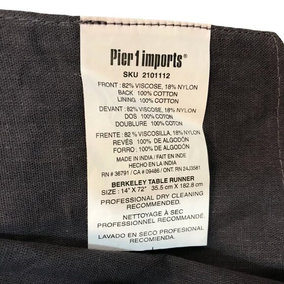 Pier 1 Imports Berkeley Table Runner 14"x72" Woven Textured Cotton Nylon Fringe - Picture 3 of 6